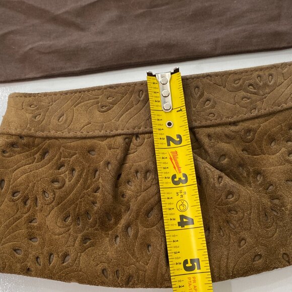 Lauren Merkin Brown Suede Leather Cutout Design Clutch w/Dustbag - Picture 7 of 7